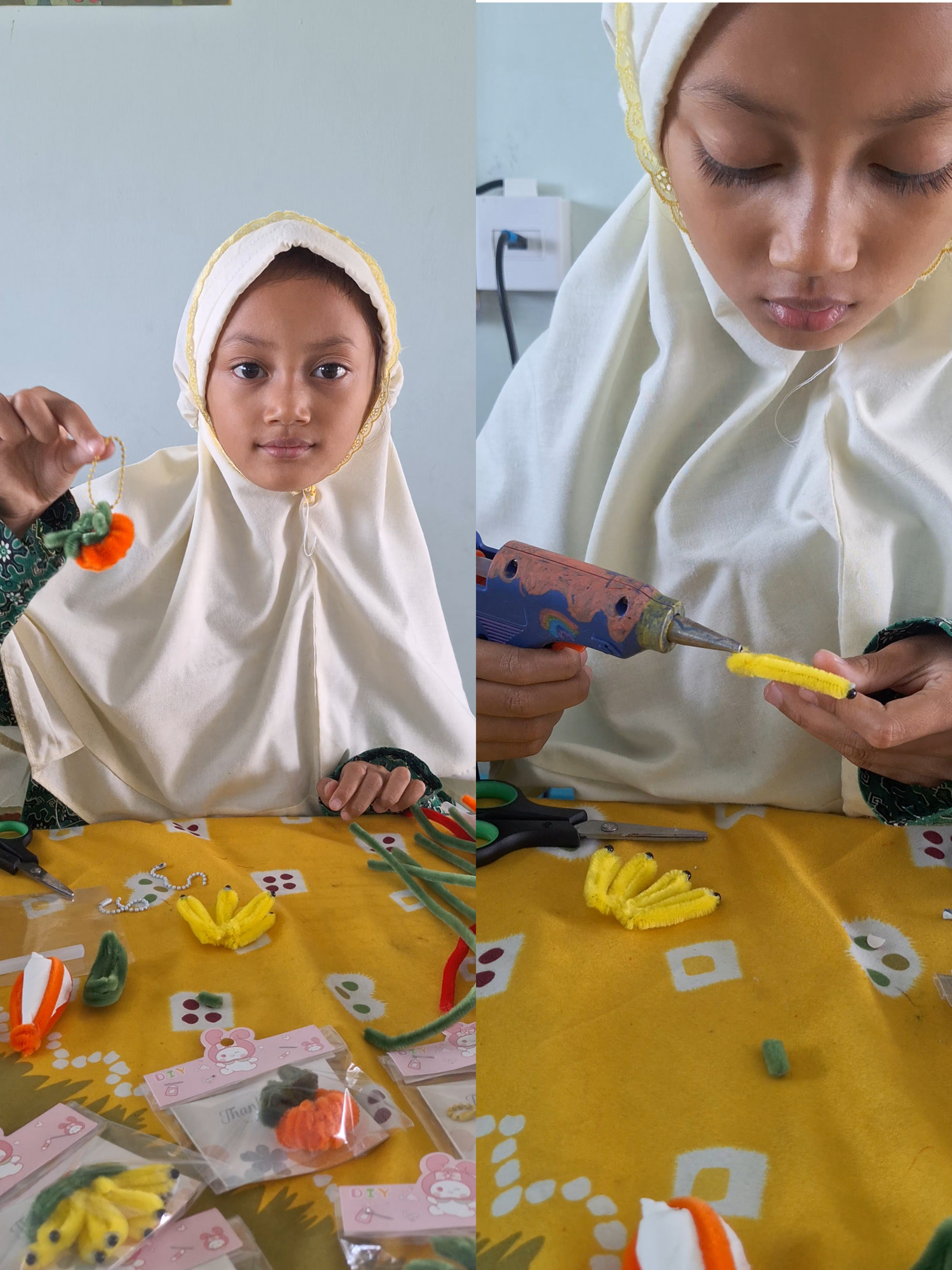 Asah Kreativitas dan Motorik Halus, Murid Kelas 1A MIN 2 Bantul Berkreasi Membuat Gantungan Kunci
