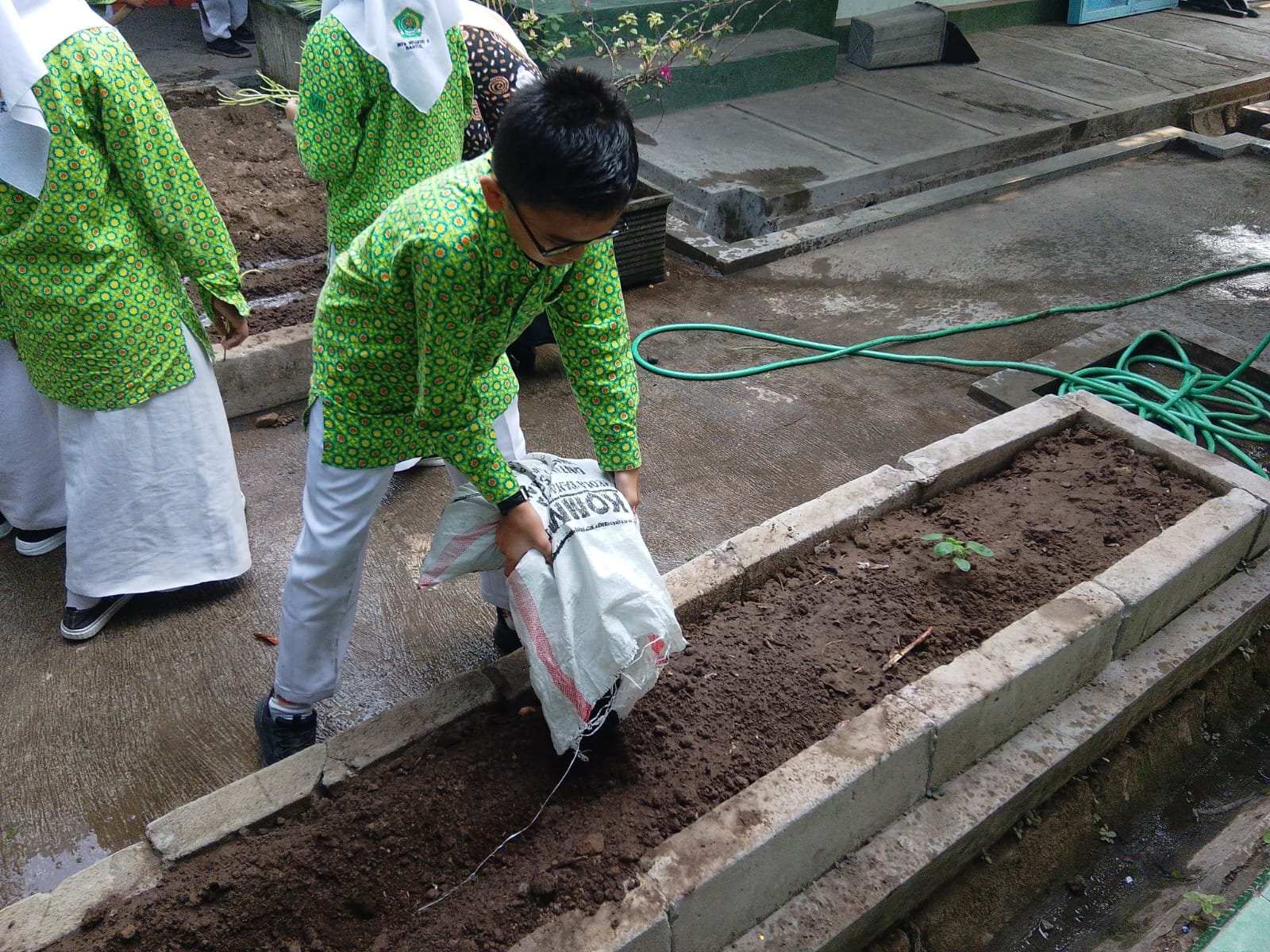 Usai Digemburkan, Lahan Life Skill MTsN 6 Bantul Dipupuk untuk Persiapan Tanam
