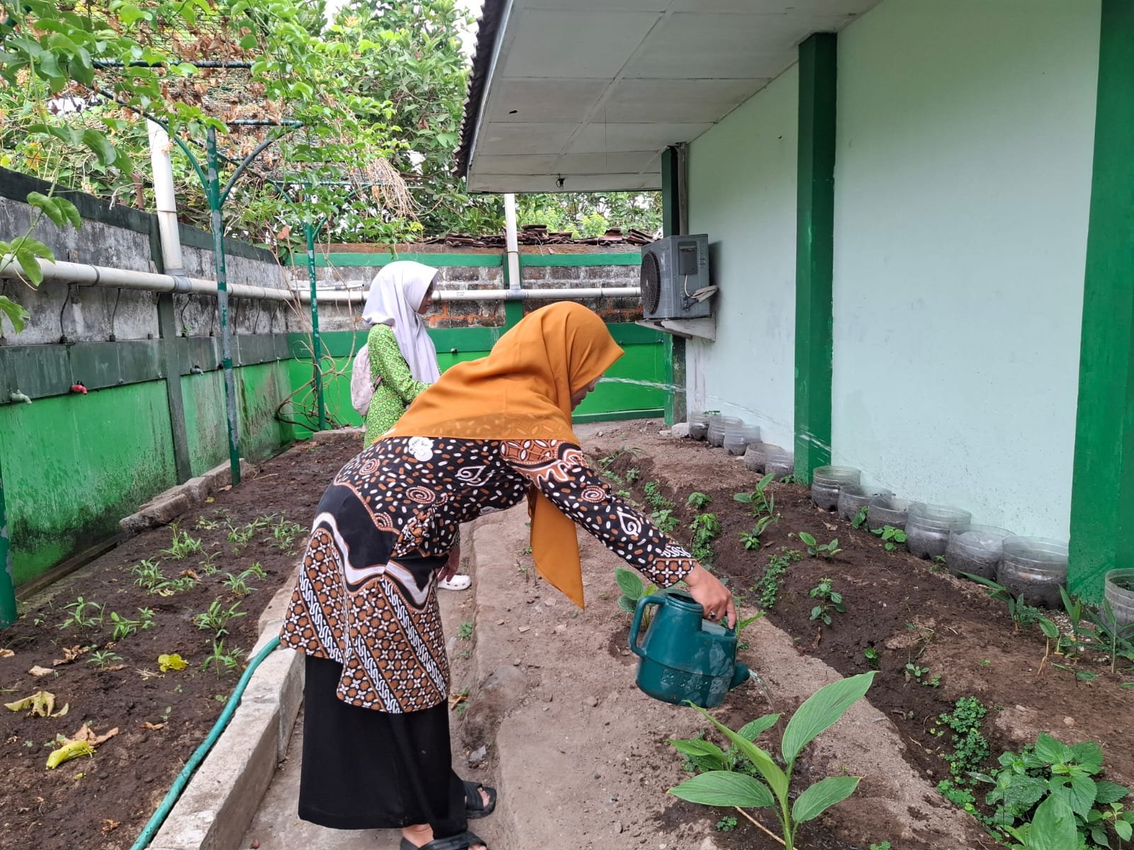 Implementasikan Cinta Lingkungan, Guru MTsN 6 Bantul Aktif Siram Tanaman