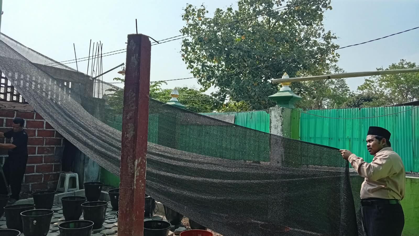 Tim Adiwiyata MTs N 6 Bantul Pasang Paranet Lindungi Bibit Sayur dan Tanaman Obat